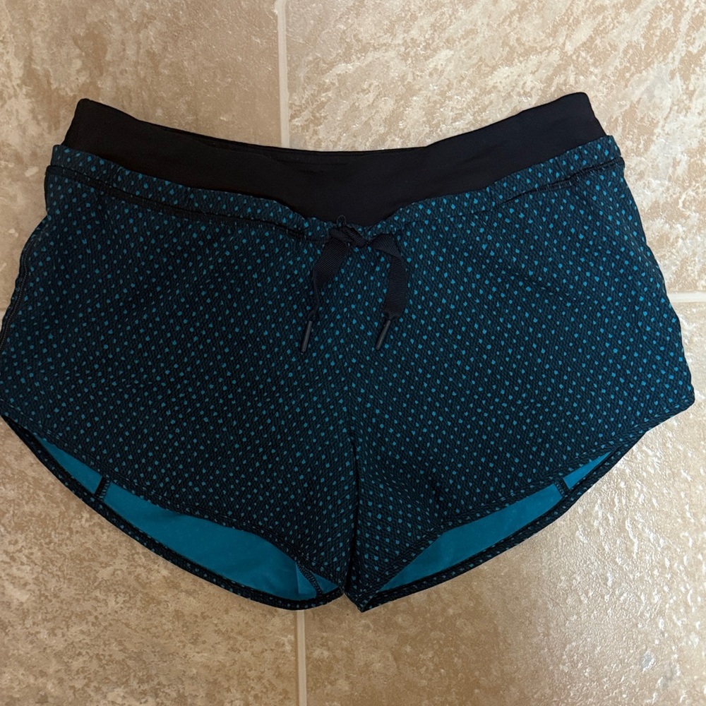 lululemon athletica Black and Teal Athletic Shorts